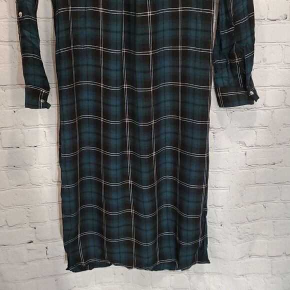 Divided H&M green and black plaid button dress - Picture 7 of 9